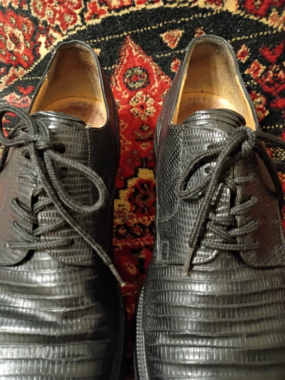 Mezlan Classic Men's Black Lizard Lace-Up Dress Shoes Size 10